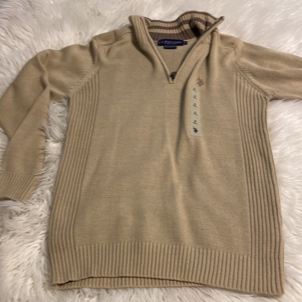 U.S.Polo Ass Man Sweater size S brand new color tan length 27” bust 36” - Picture 10 of 12